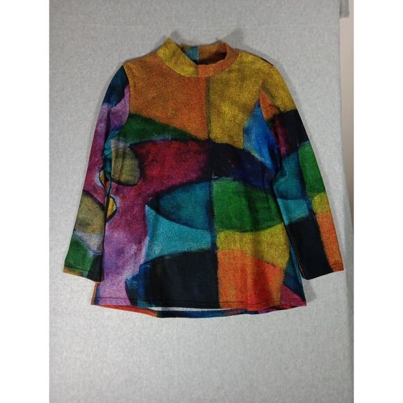 Lily London Colorful Abstract Artsy Brushstrokes Vibrant Pullover Sweater L - Picture 1 of 5